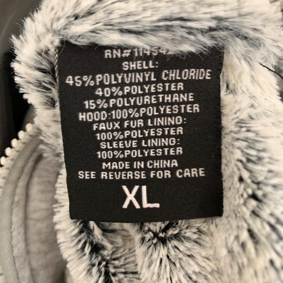 Jou Jou Juniors Hooded Faux-Leather Moto Jacket XL - Picture 7 of 10